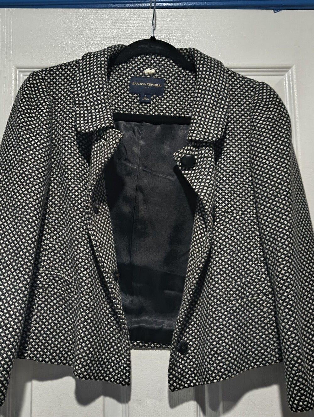 Banana Republic Wool Blend Tweed Skirt Suit Set Micro Dot Cropped Blazer Size 6 - Picture 10 of 16
